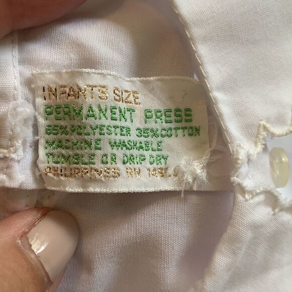Vtg infant size white top with train embroidery - Picture 6 of 7